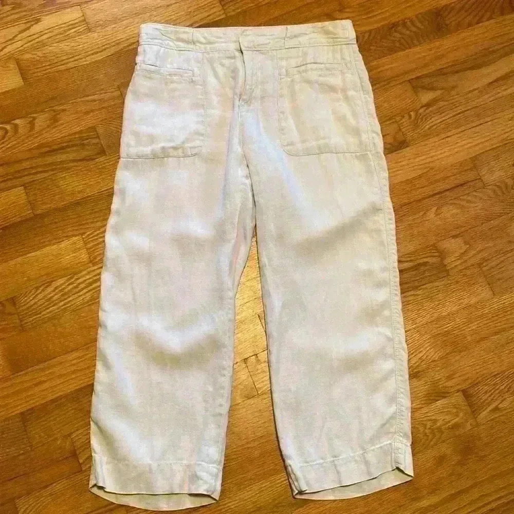 Sanctuary 100% Linen Cream Colored Cropped Pants in Size 25, US Size 2.